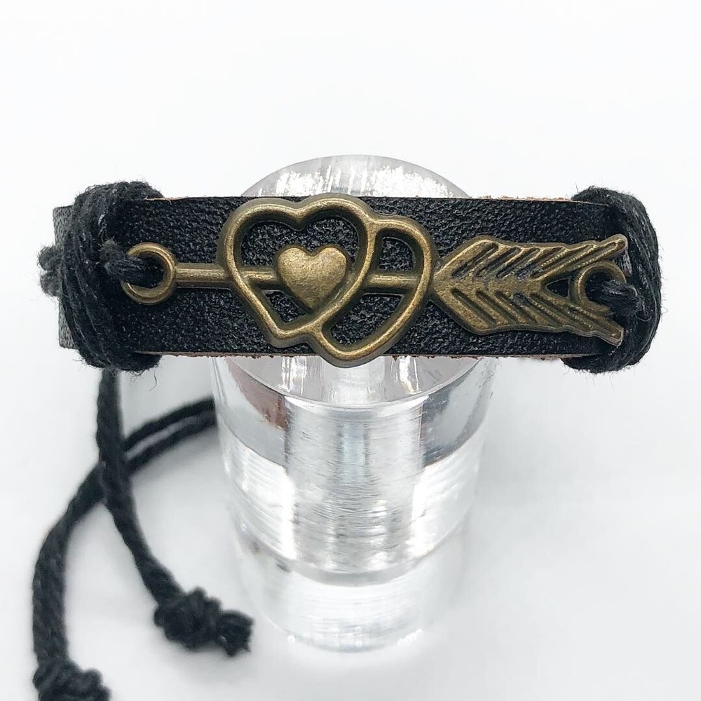 Black leather bracelet.